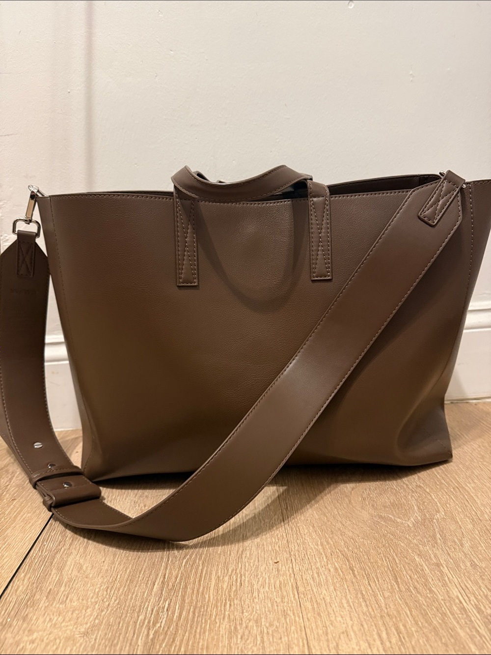 Calpak Brown Leather Tote Messenger Bag - Classic Everyday Carry
